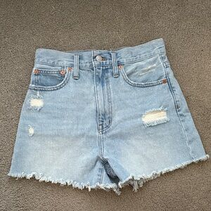MADEWELL Light Blue Distressed Denim Shorts